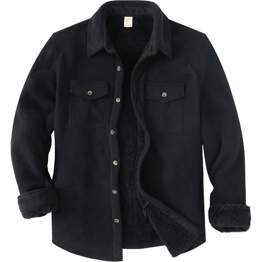 Men's Warm Sherpa Lined Fleece Plaid Flannel Shirt JacketAll Sherpa Fleece Lined